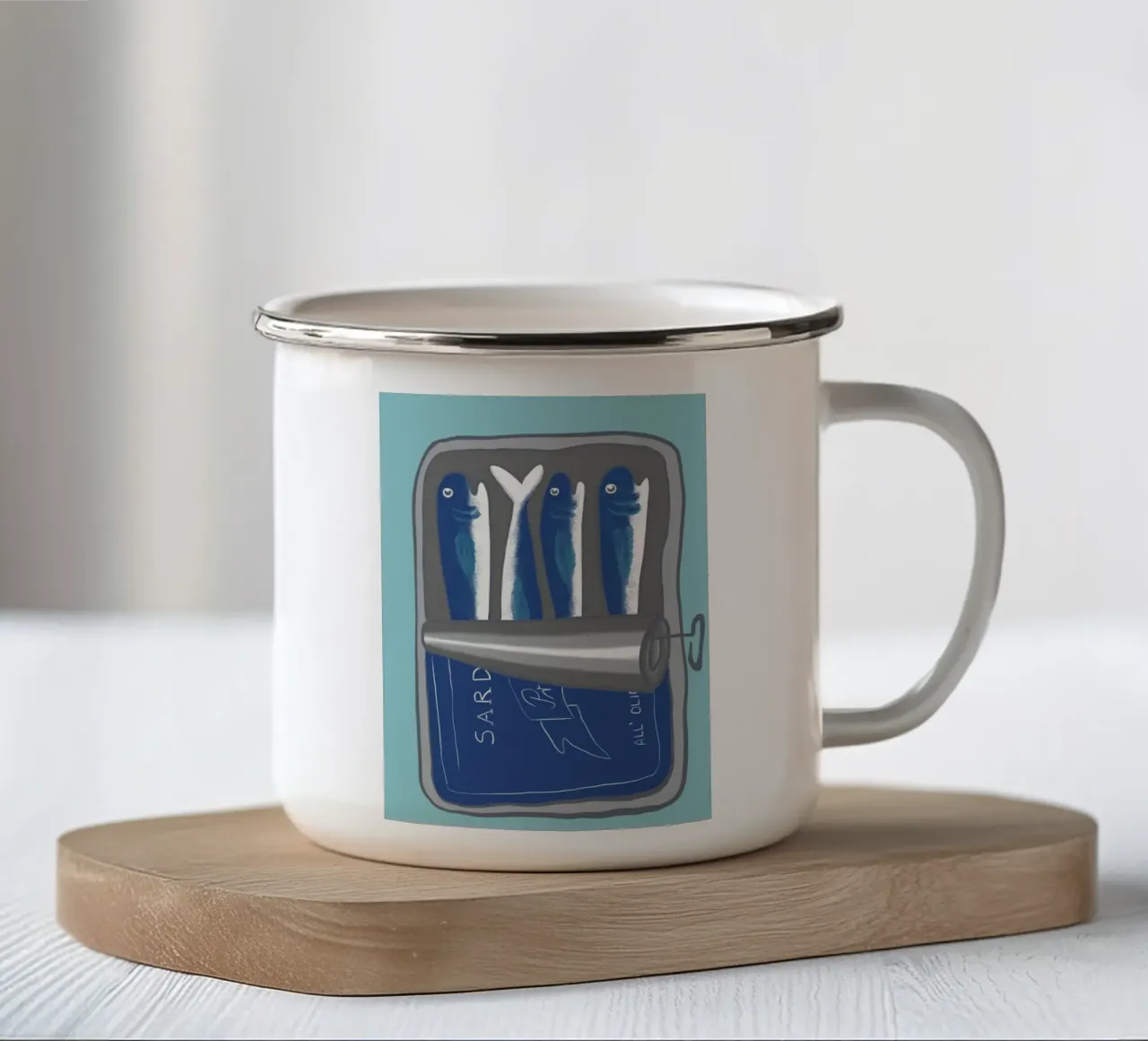 Sardines tazza in smalto da LaraLiliana Design