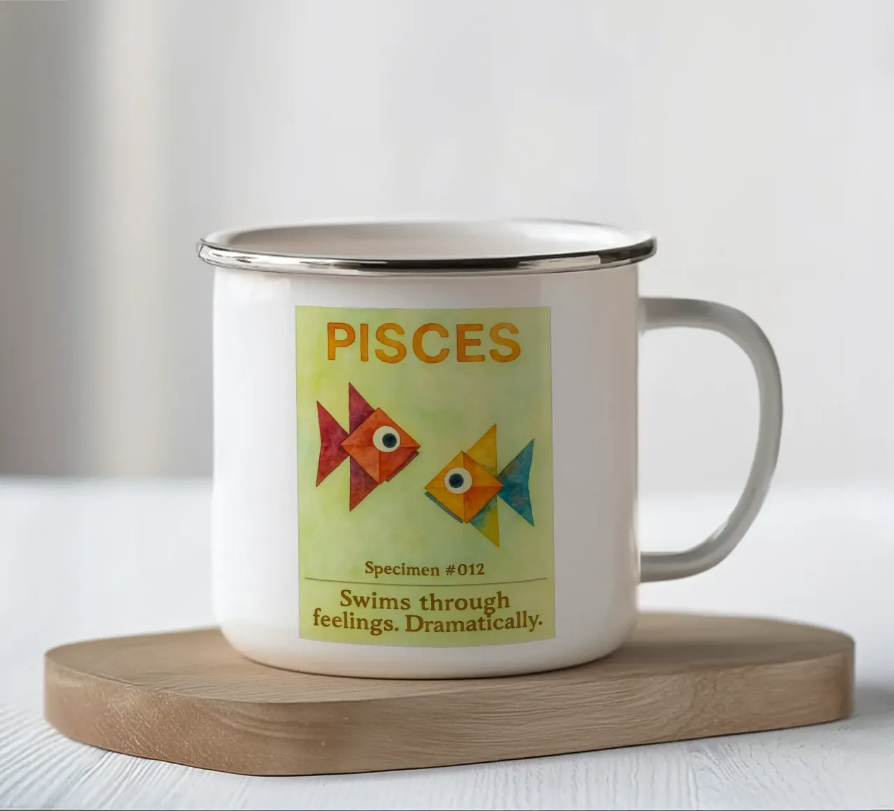 Vissen logo vector dierenriem schilderij emaille mok van Shillas