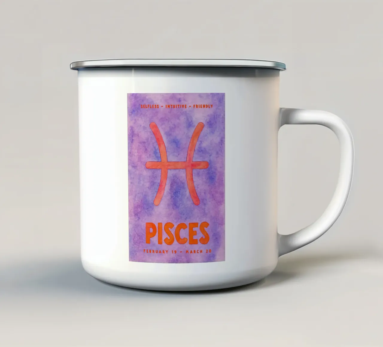 pittura zodiacale Pesci tazza in smalto da Shillas
