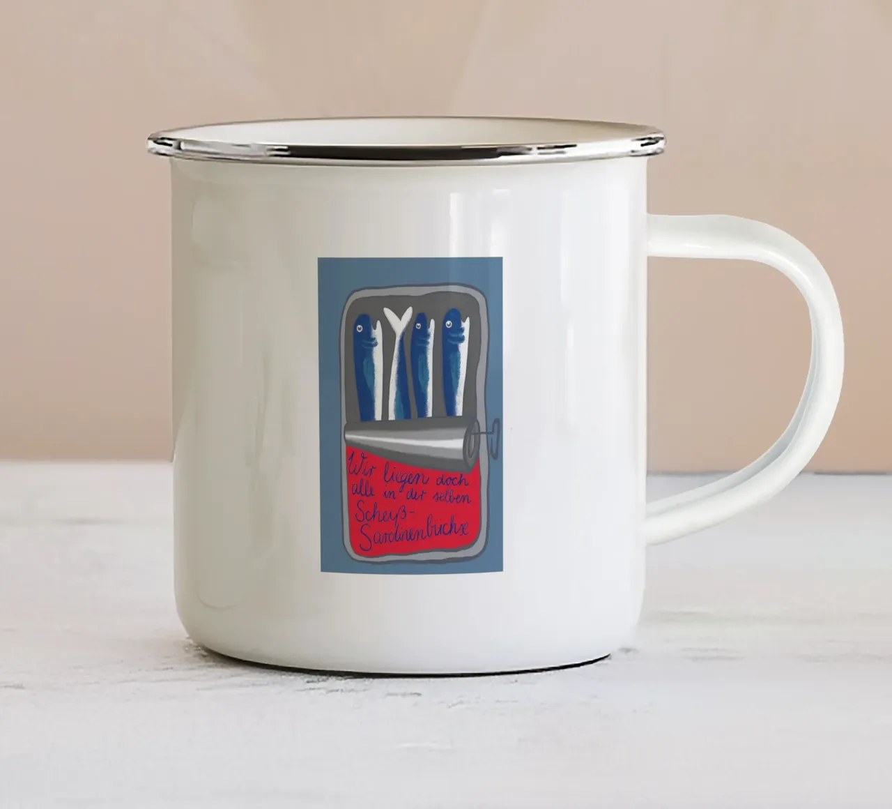 Una cazzo di scatola di sardine tazza in smalto da LaraLiliana Design