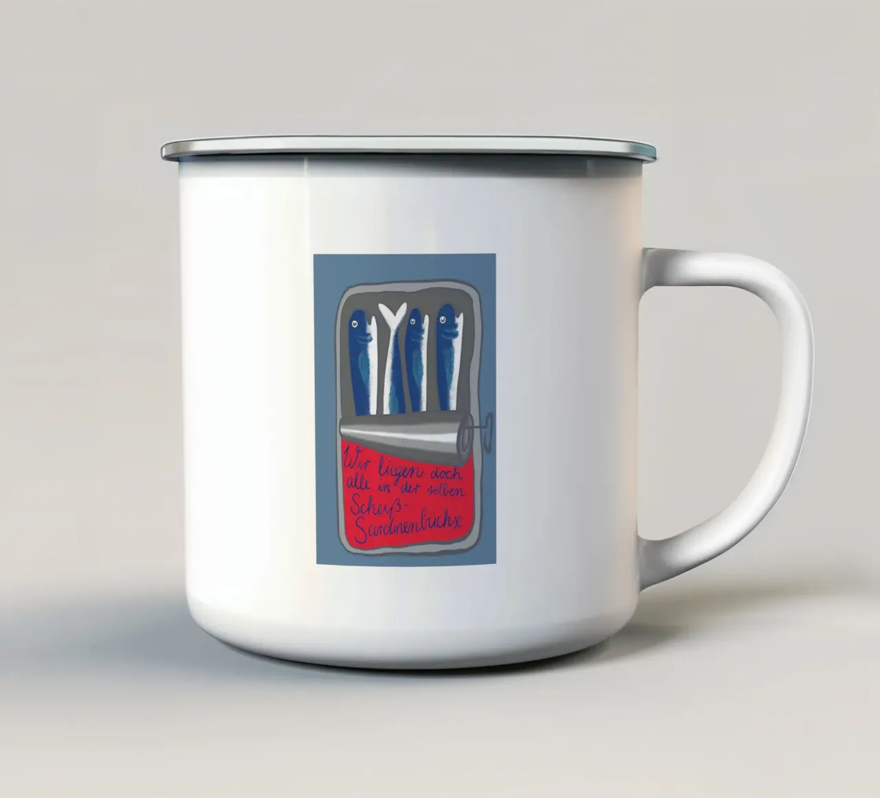 Una cazzo di scatola di sardine tazza in smalto da LaraLiliana Design