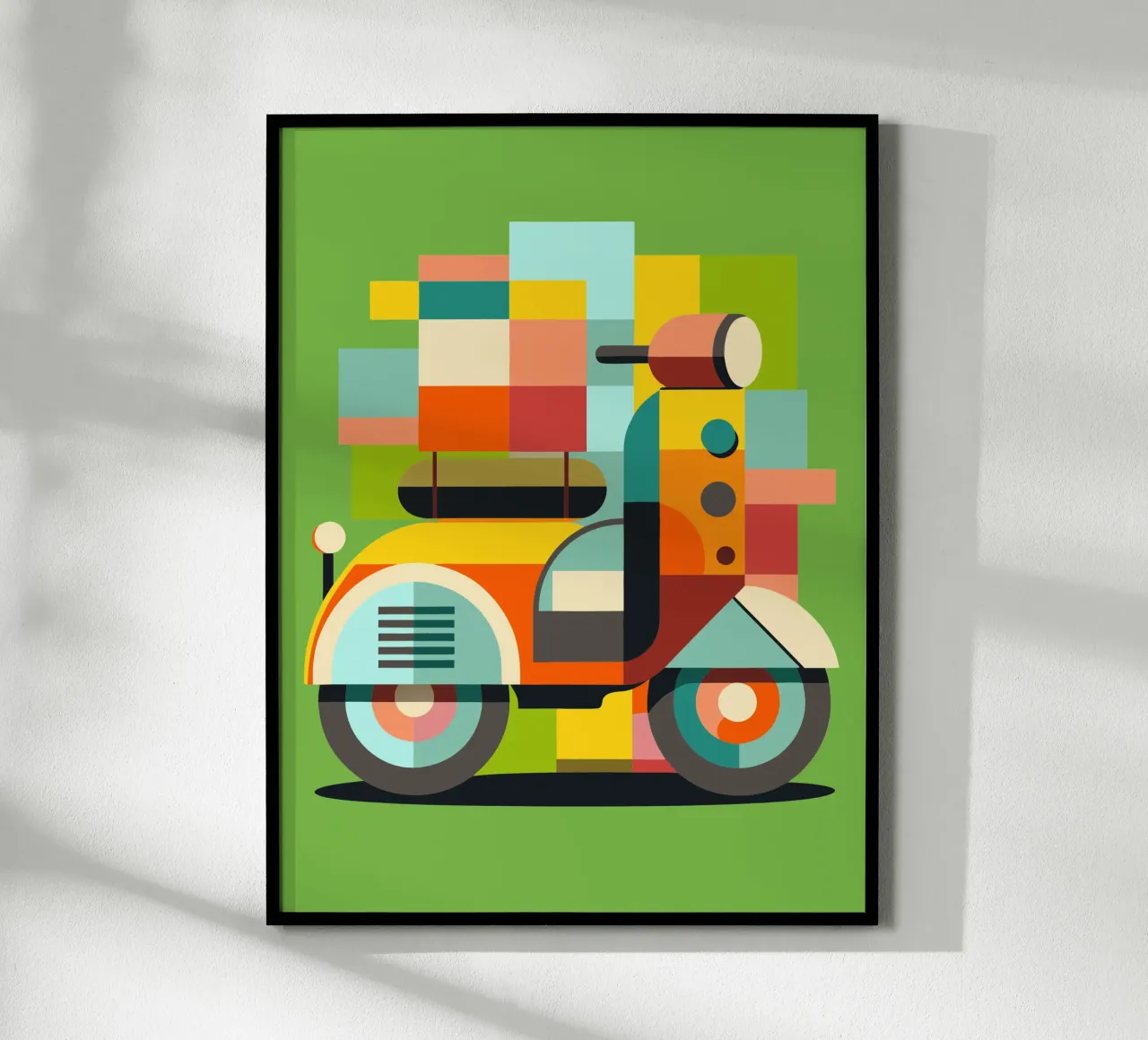 illustrazione vettoriale di scooter poster con telaio in legno da Shillas