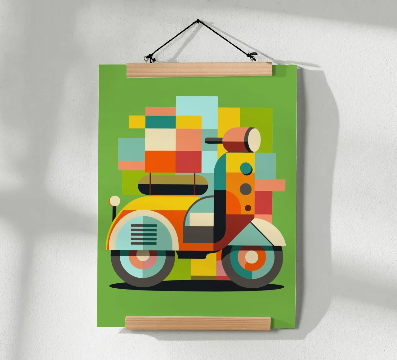 illustrazione vettoriale di scooter poster con telaio in legno da Shillas