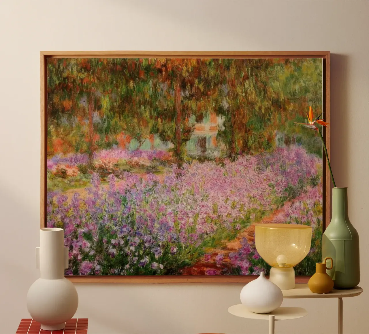 Claude Monet Iris nel giardino di Monet MOnet tela con Cornice a cassetta da clay bobby