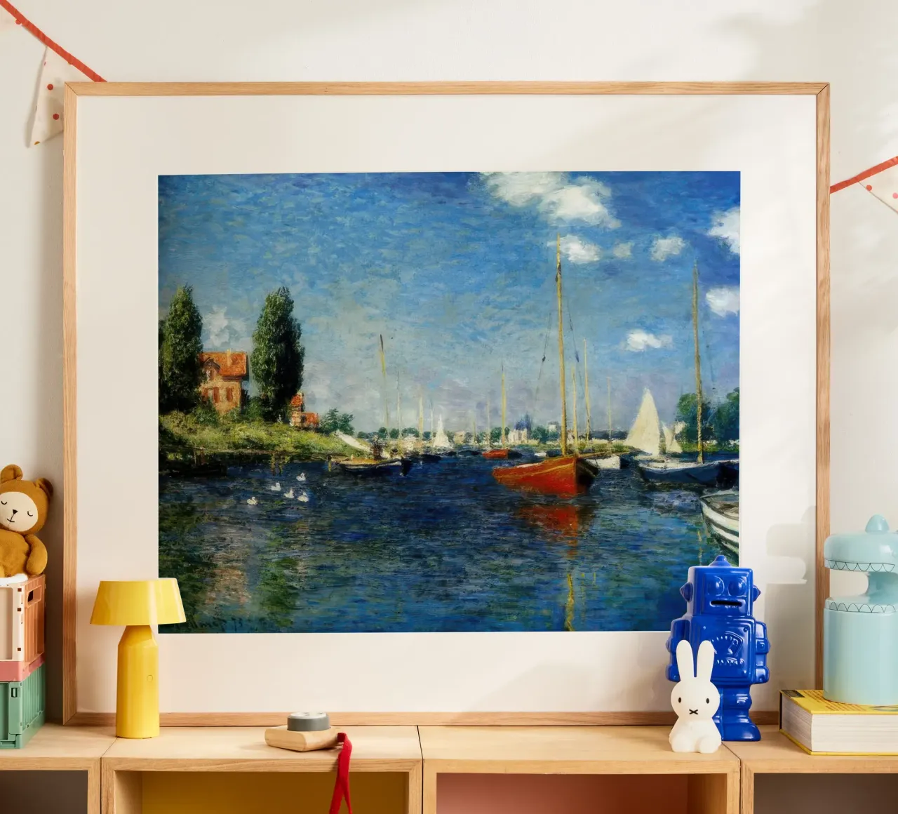 Claude Monet Argenteuil (Barche rosse) poster con telaio in plastica da clay bobby