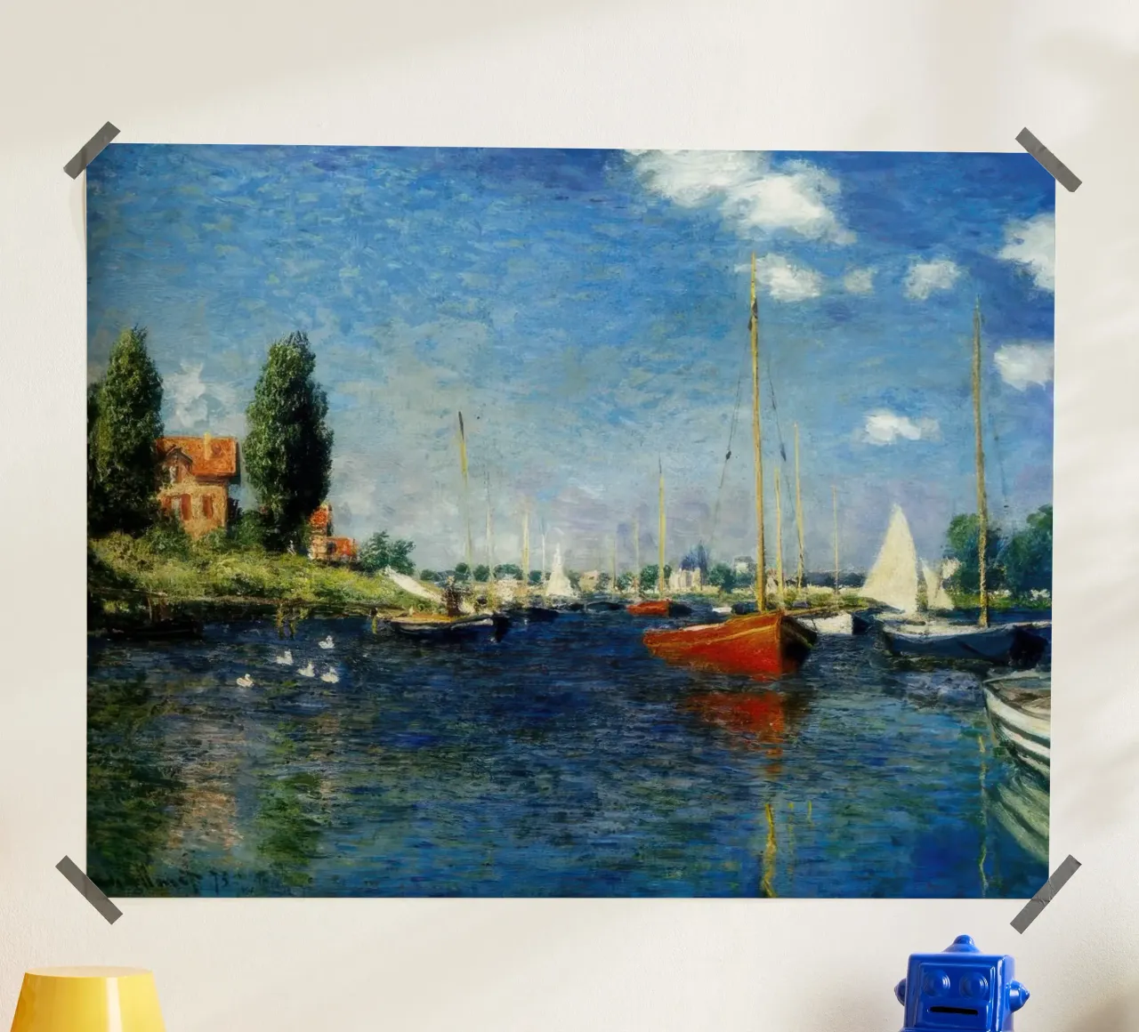 Claude Monet Argenteuil (Barche rosse) poster con telaio in plastica da clay bobby