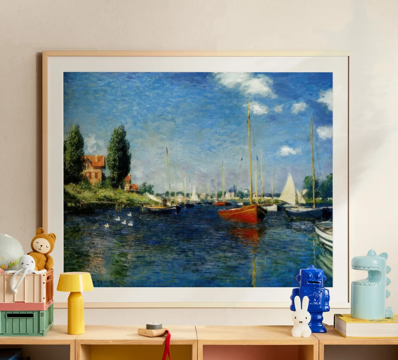 Claude Monet Argenteuil (Barche rosse) poster con telaio in plastica da clay bobby