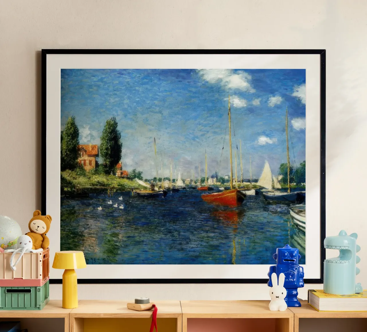 Claude Monet Argenteuil (Barche rosse) poster con telaio in plastica da clay bobby