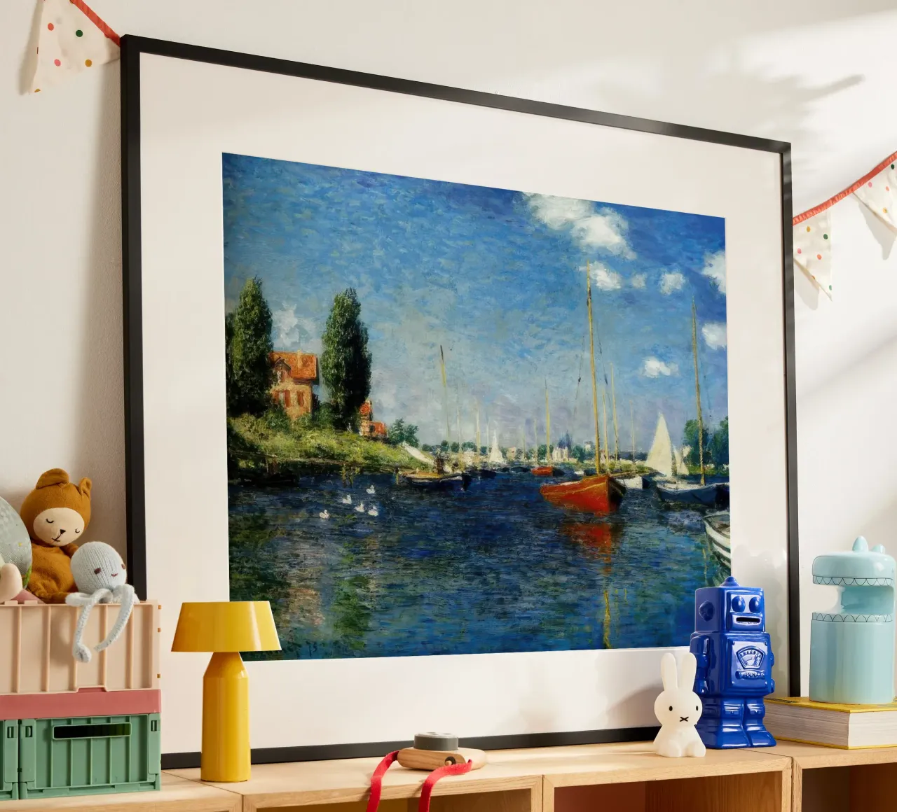 Claude Monet Argenteuil (Barche rosse) poster con telaio in plastica da clay bobby