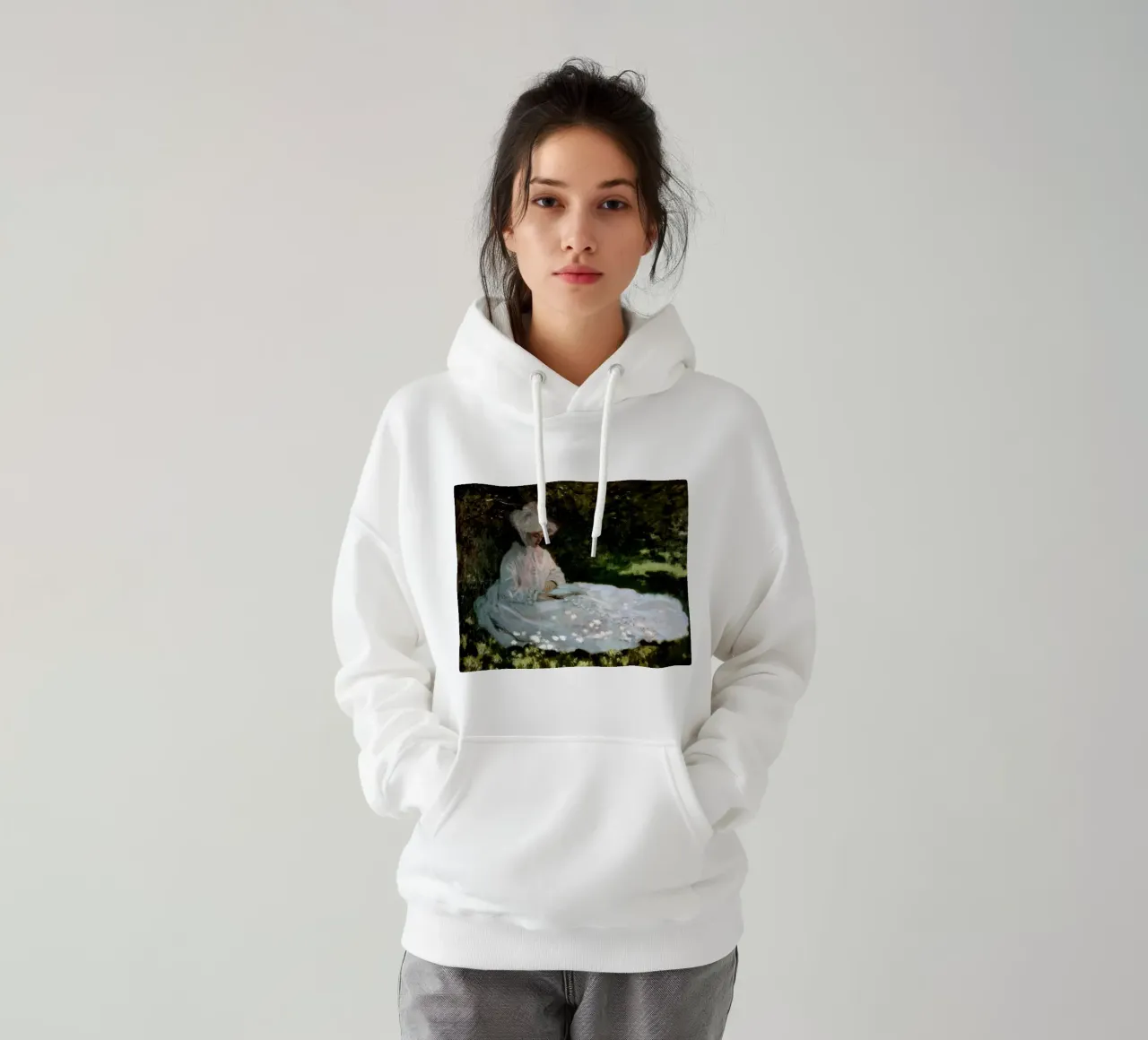 Claude Monet Una donna che legge felpa con cappuccio da clay bobby