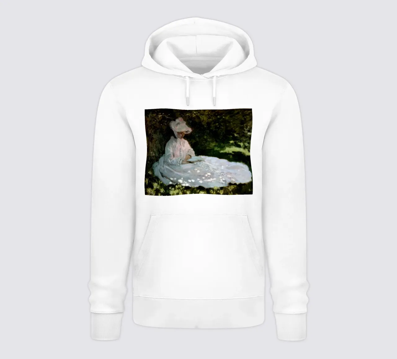 Claude Monet Una donna che legge felpa con cappuccio da clay bobby