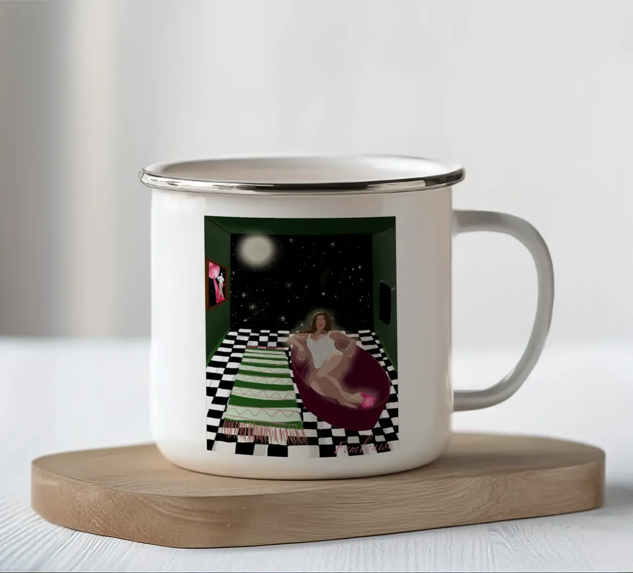 Goddess Energy Reboot tazza in smalto da Femlouise.illustrations