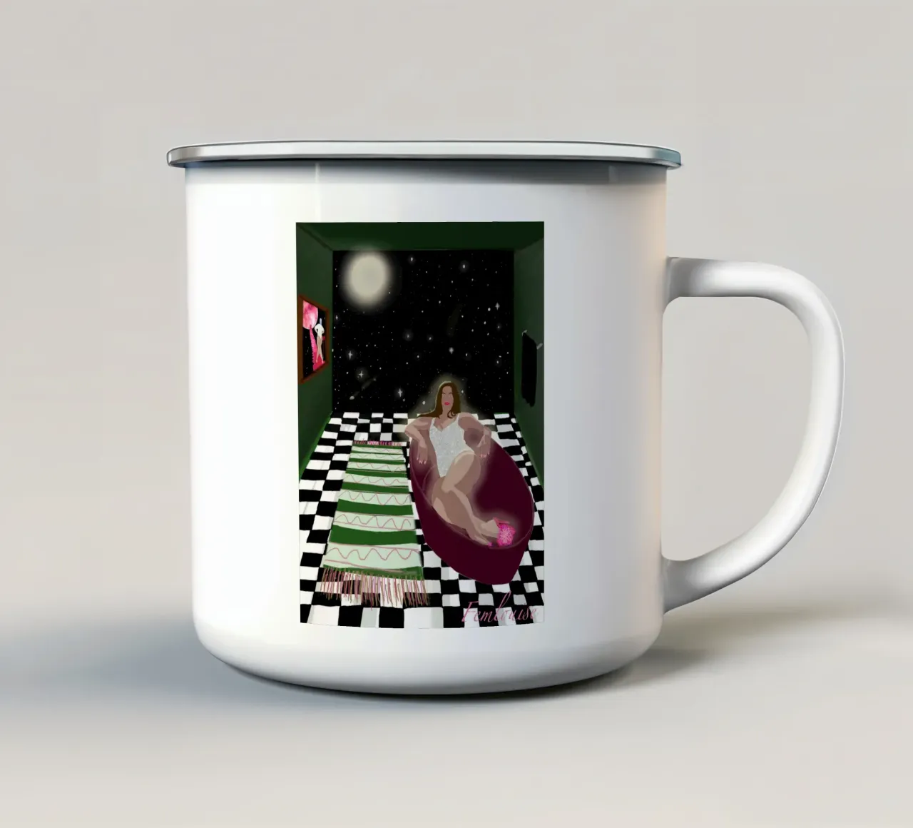 Goddess Energy Reboot tazza in smalto da Femlouise.illustrations