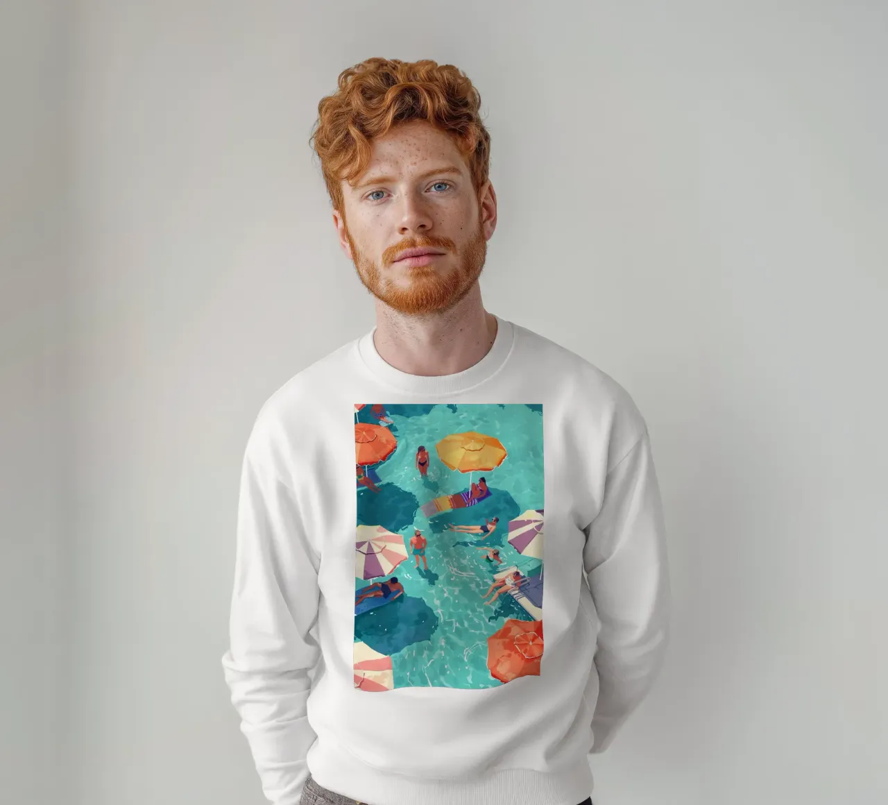 Pastel Poolside Vibes with Colorful Umbrellas and Fun in the sweatshirt by jo shop