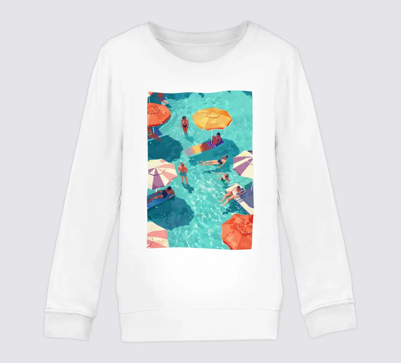 Pastel Poolside Vibes with Colorful Umbrellas and Fun in the kids sweatshirt by jo shop