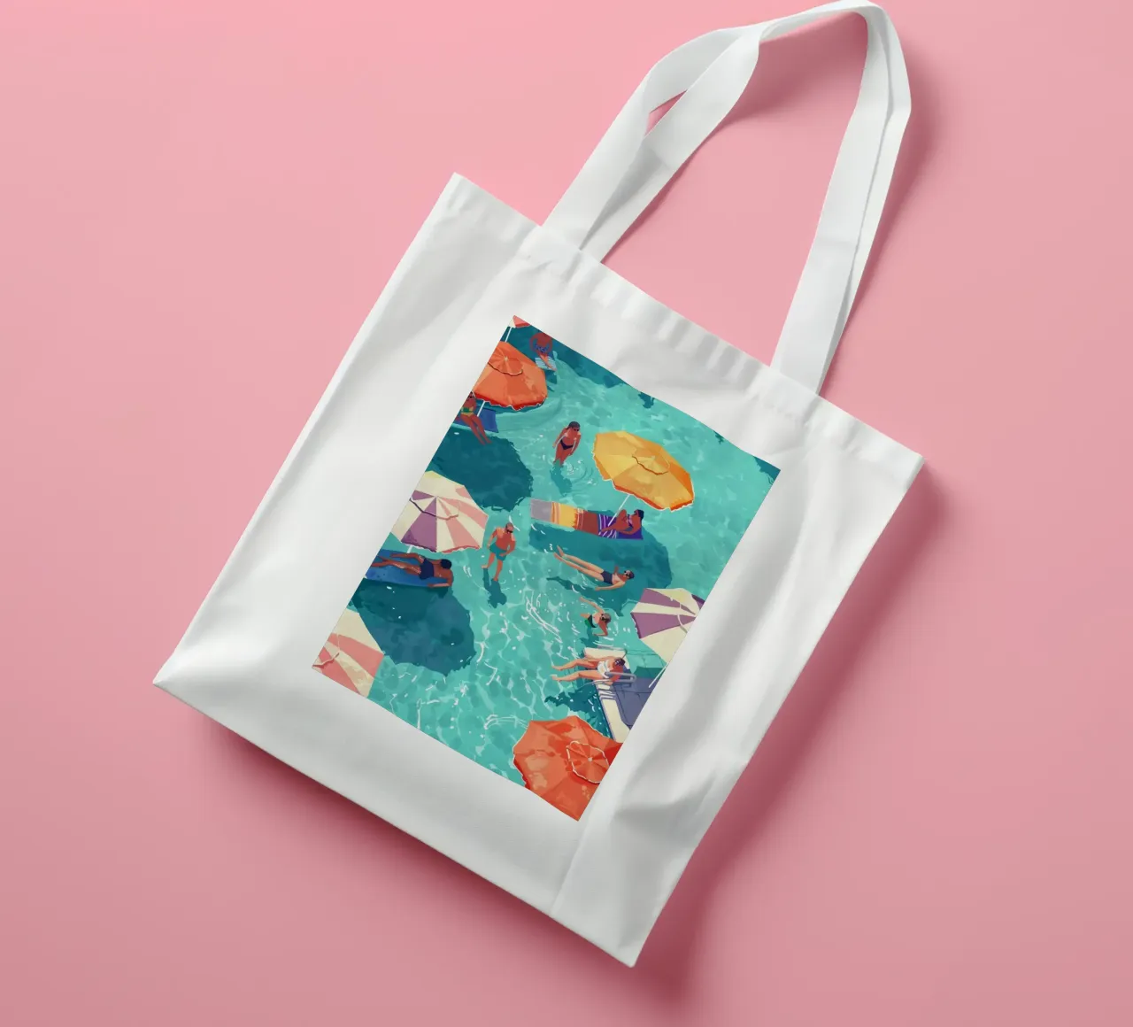 Pastel Poolside Vibes with Colorful Umbrellas and Fun in the tote bag by jo shop