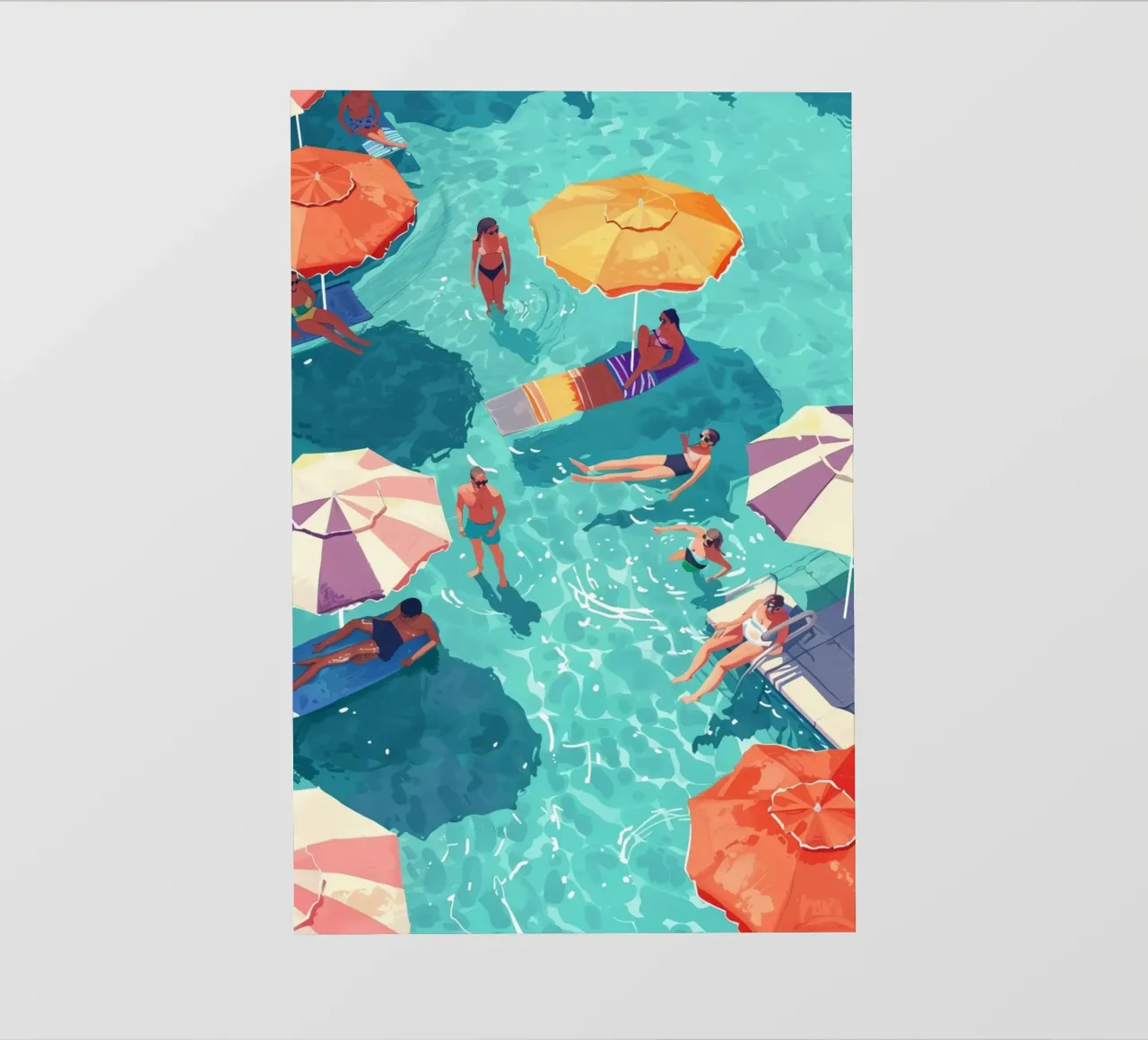 Pastel Poolside Vibes with Colorful Umbrellas and Fun in the pvc cover by jo shop
