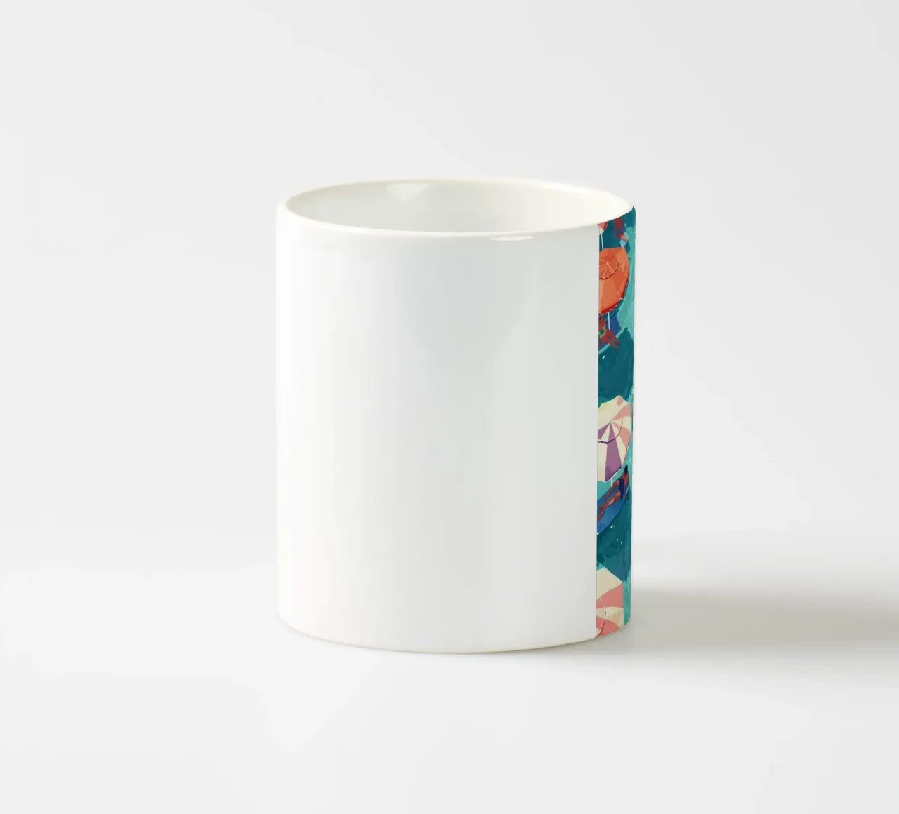 Pastel Poolside Vibes with Colorful Umbrellas and Fun in the ceramic mug by jo shop