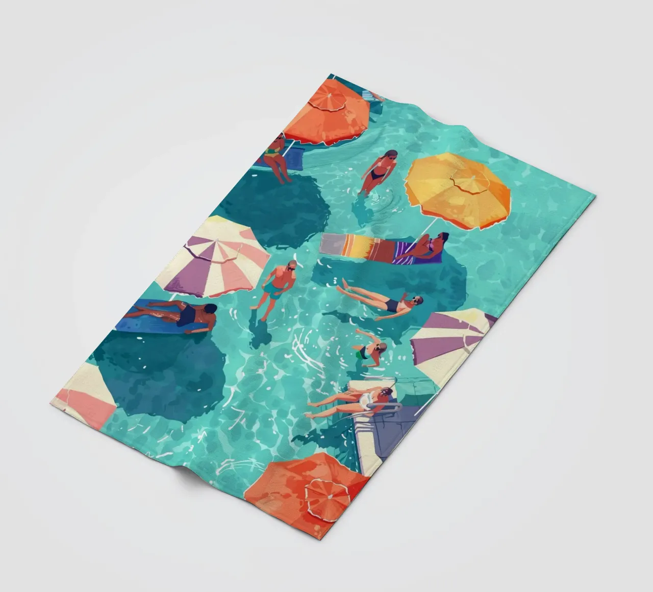 Pastel Poolside Vibes with Colorful Umbrellas and Fun in the fleece blanket by jo shop