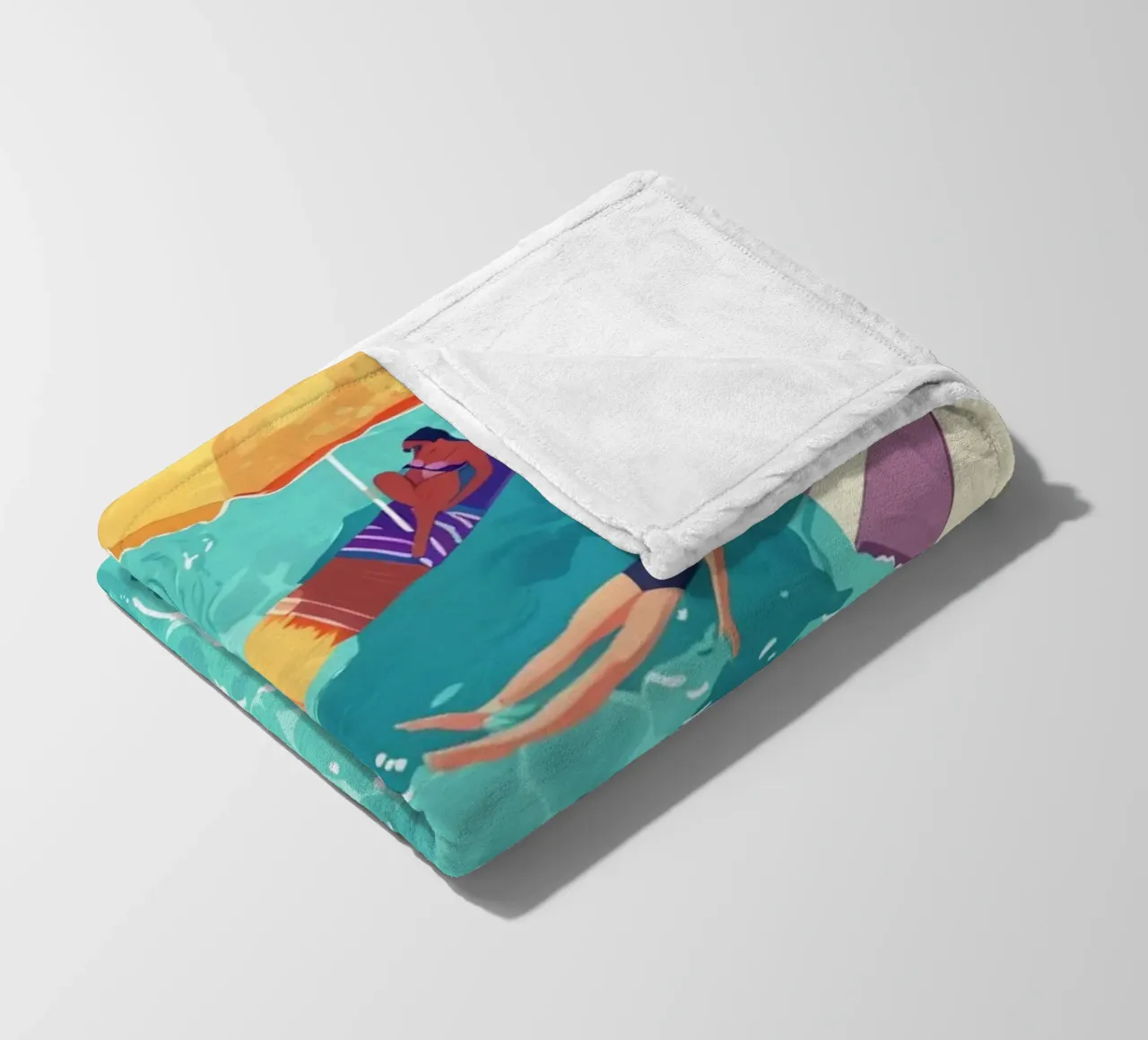 Pastel Poolside Vibes with Colorful Umbrellas and Fun in the fleece blanket by jo shop