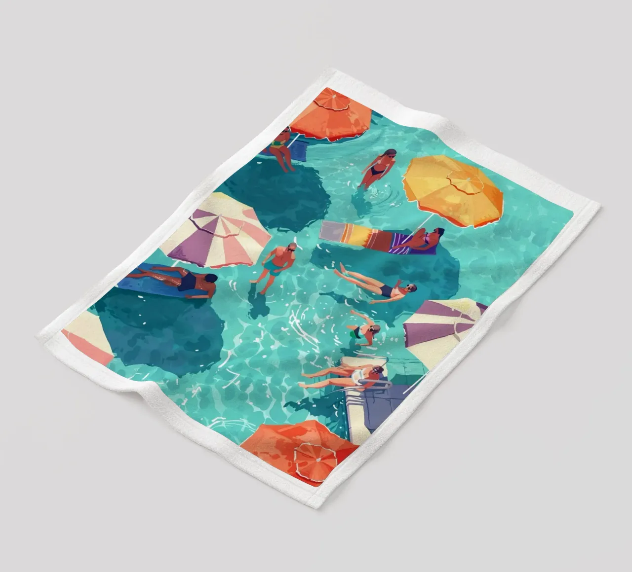 Pastel Poolside Vibes with Colorful Umbrellas and Fun in the fleece blanket by jo shop
