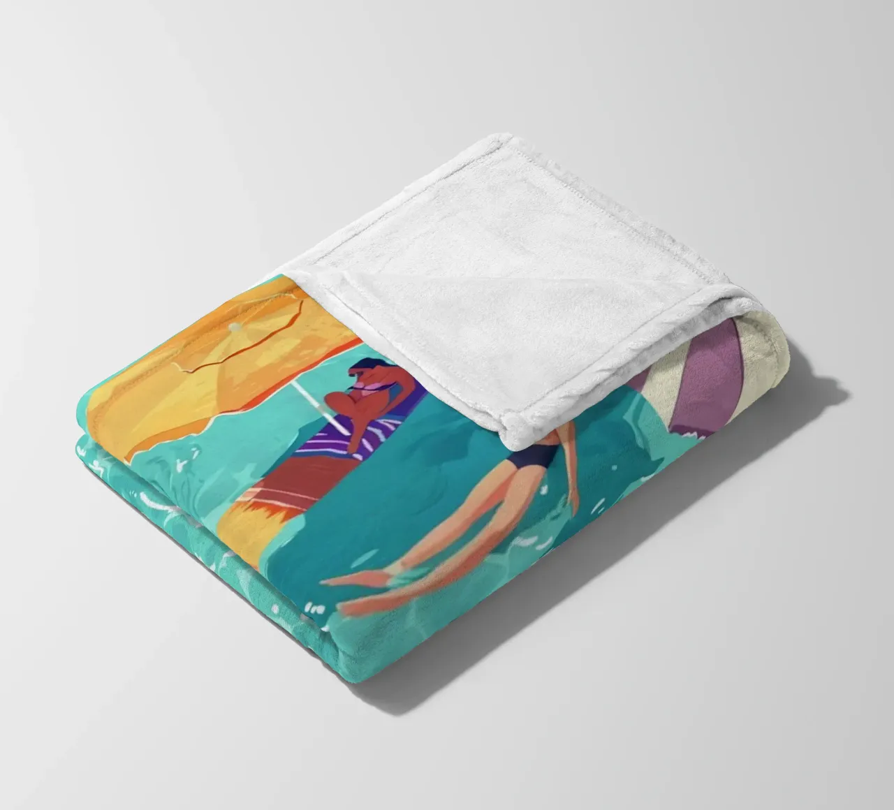 Pastel Poolside Vibes with Colorful Umbrellas and Fun in the fleece blanket by jo shop
