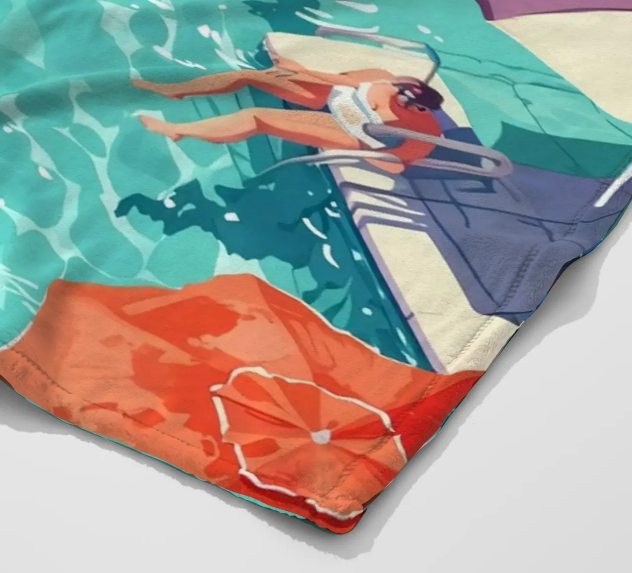 Pastel Poolside Vibes with Colorful Umbrellas and Fun in the fleece blanket by jo shop