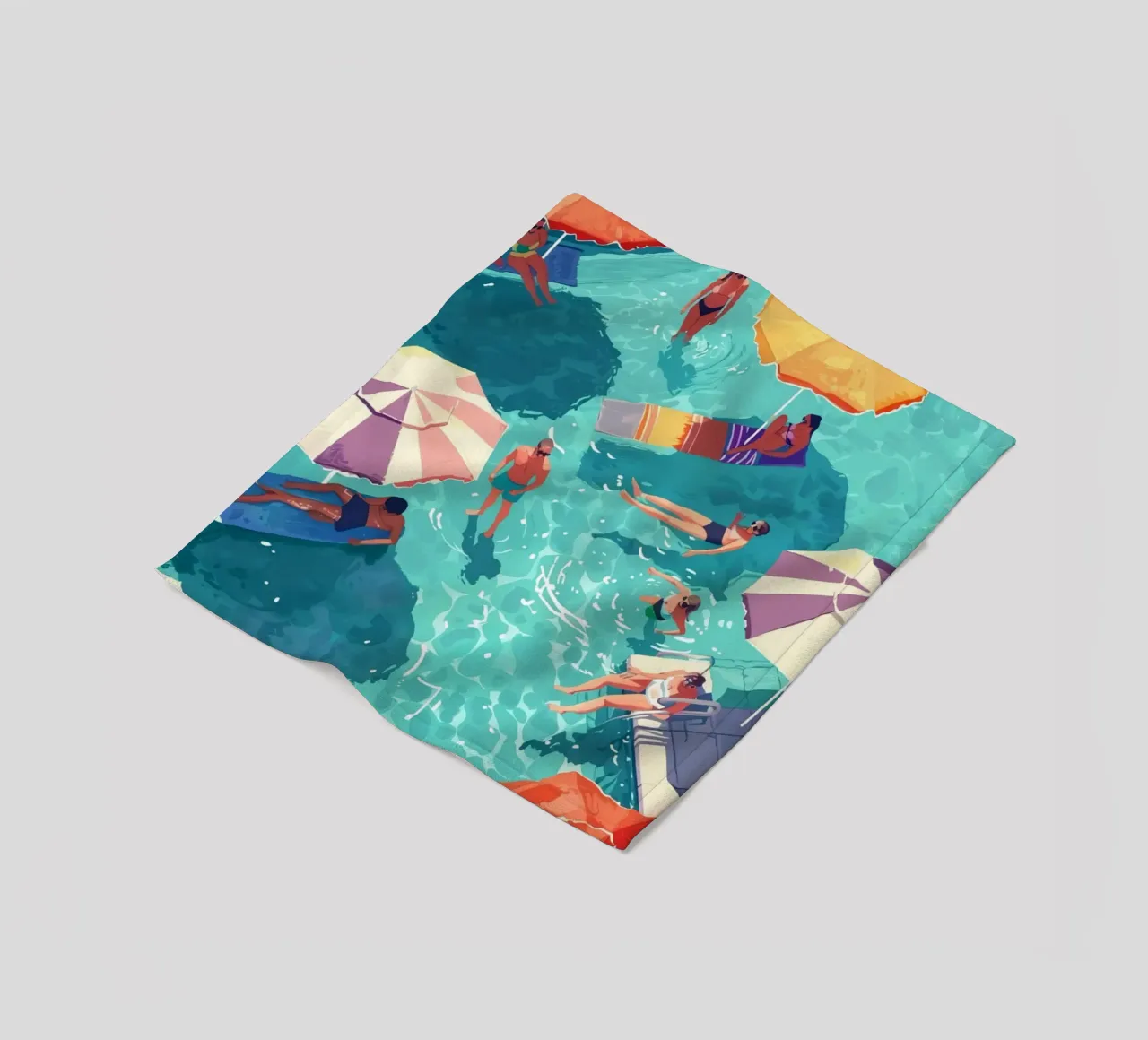 Pastel Poolside Vibes with Colorful Umbrellas and Fun in the fleece blanket by jo shop