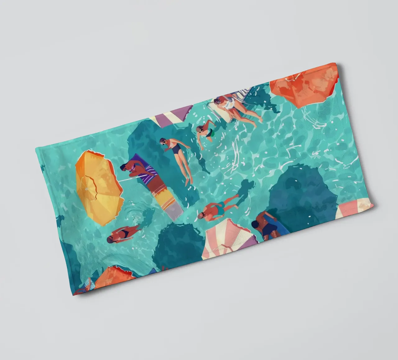 Pastel Poolside Vibes with Colorful Umbrellas and Fun in the towel by jo shop