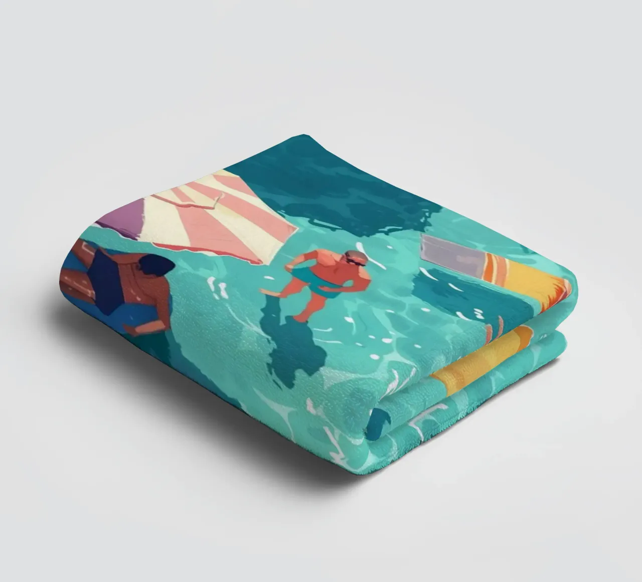Pastel Poolside Vibes with Colorful Umbrellas and Fun in the towel by jo shop