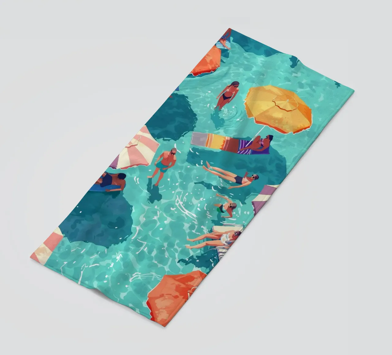 Pastel Poolside Vibes with Colorful Umbrellas and Fun in the beach towel by jo shop