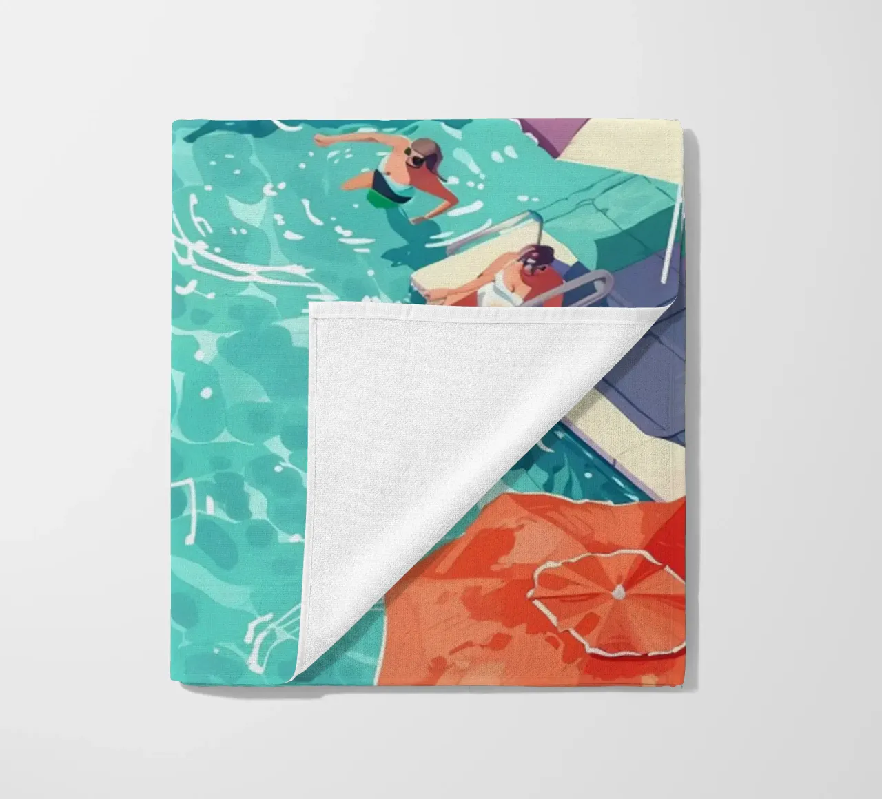 Pastel Poolside Vibes with Colorful Umbrellas and Fun in the beach towel by jo shop