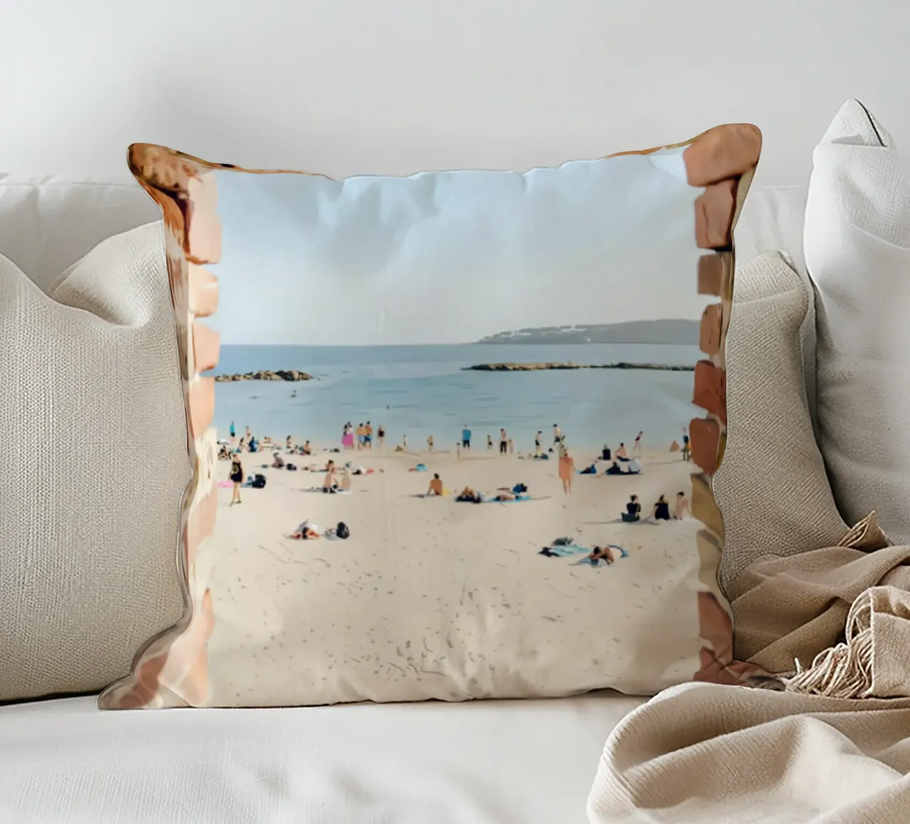 Persone sulla spiaggia di Antibes cuscino da jo shop