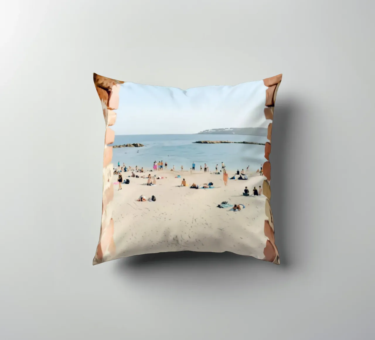 Persone sulla spiaggia di Antibes cuscino da jo shop