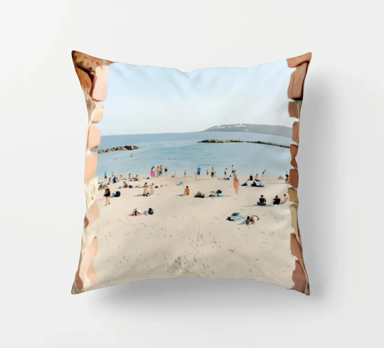 Persone sulla spiaggia di Antibes cuscino da jo shop