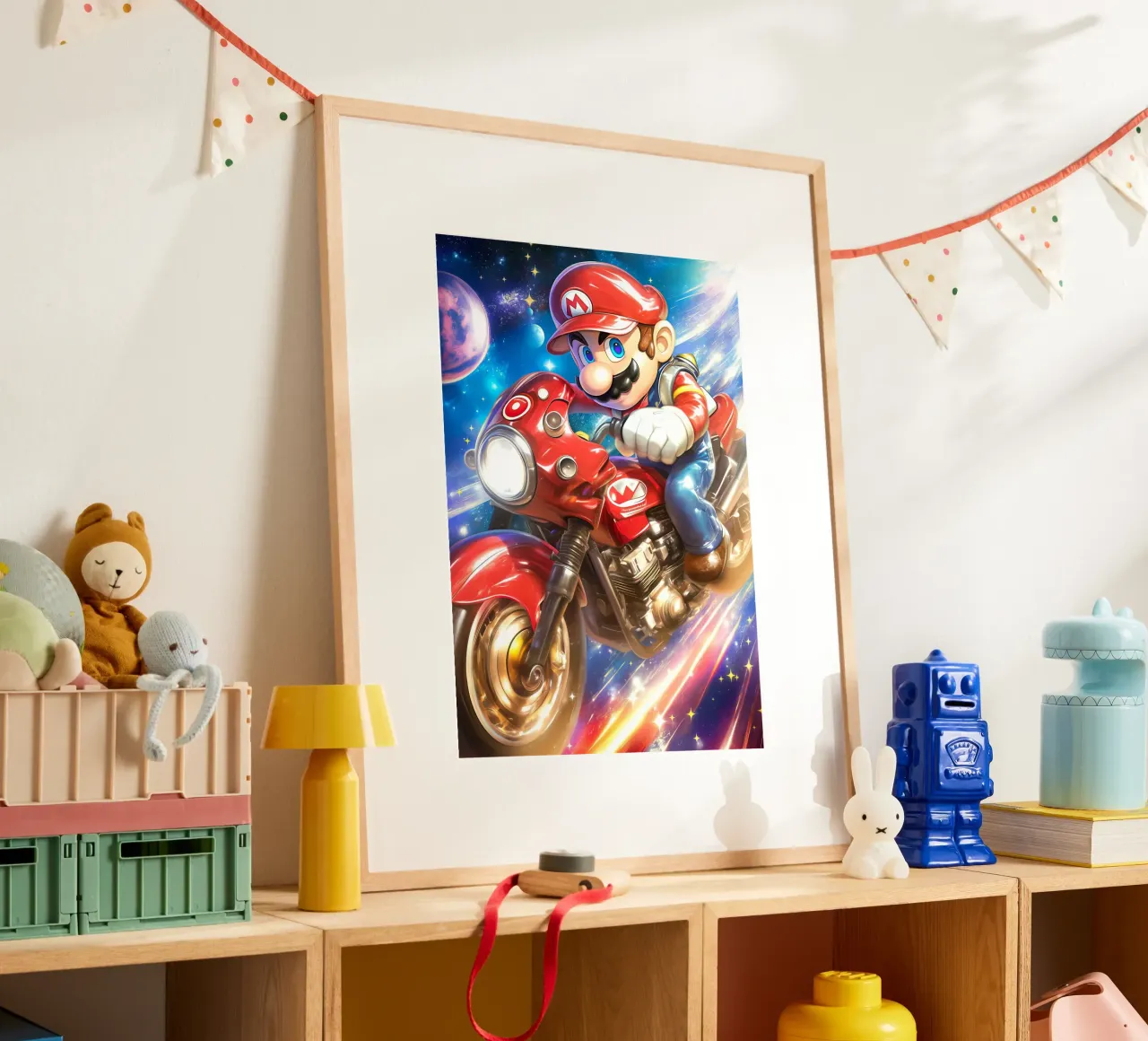 Super Mario Bros poster con telaio in alluminio da Fleur de Lys