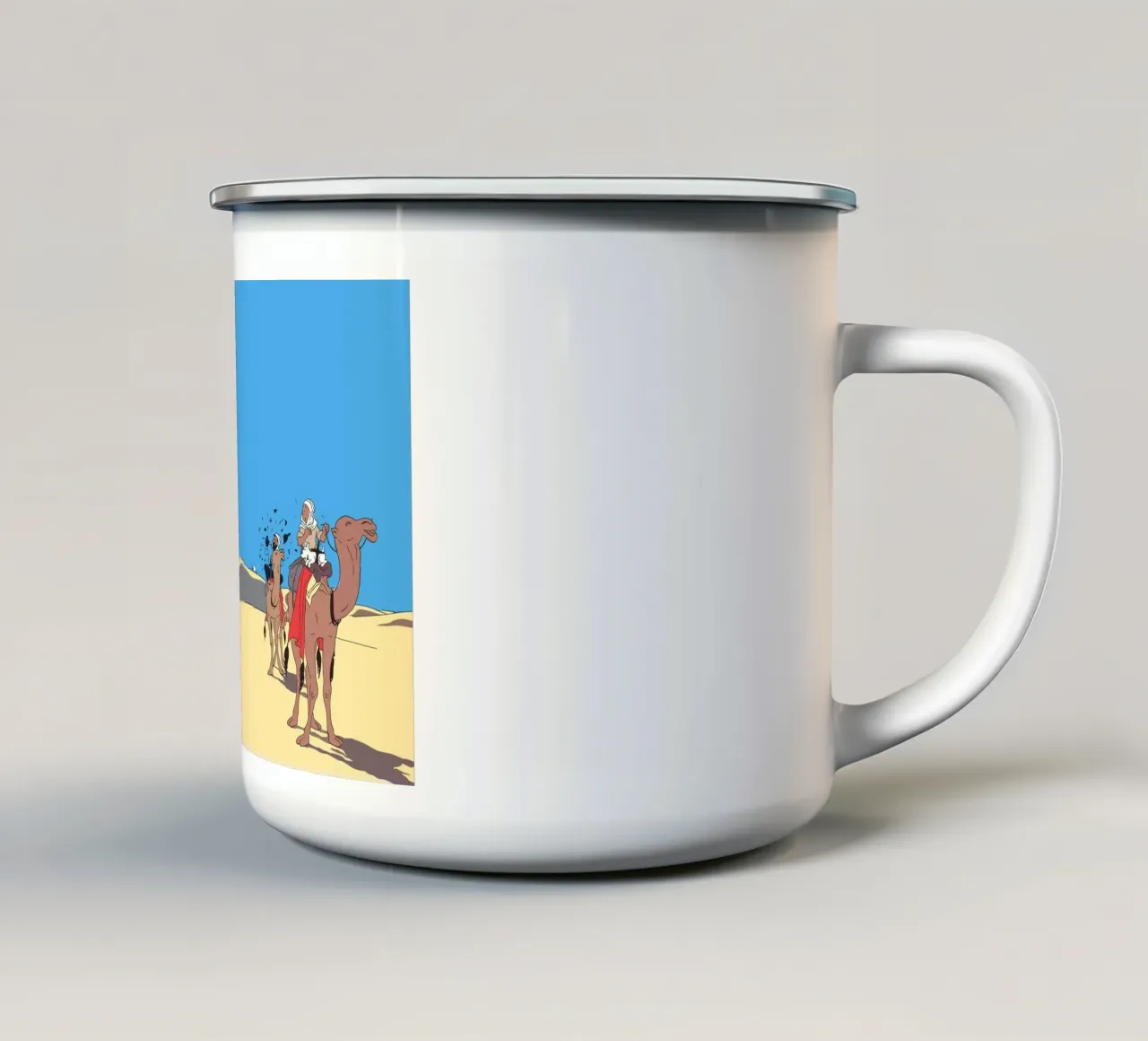 Tintin nel deserto brullo tazza in smalto da Kango Studios
