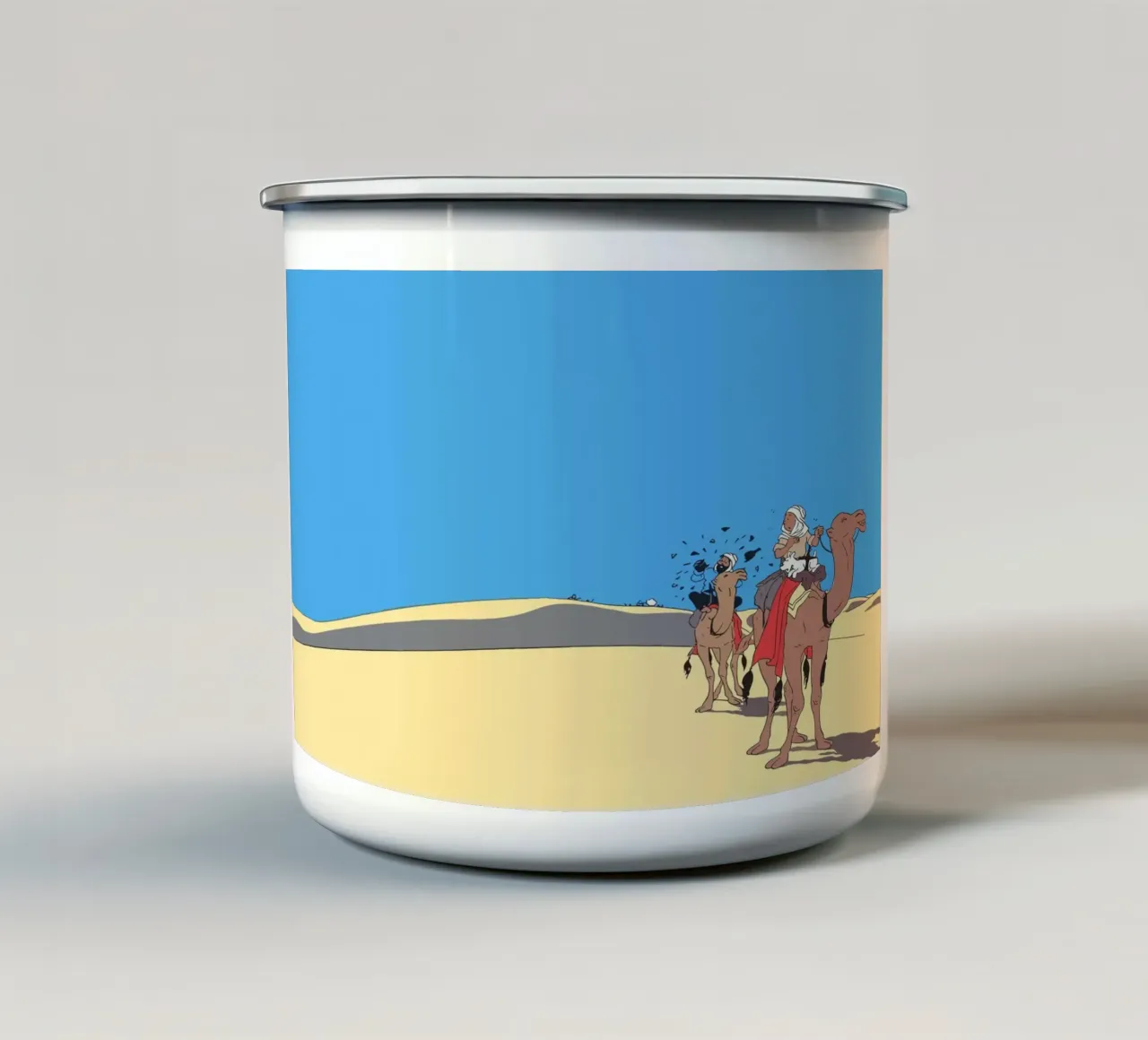 Tintin nel deserto brullo tazza in smalto da Kango Studios