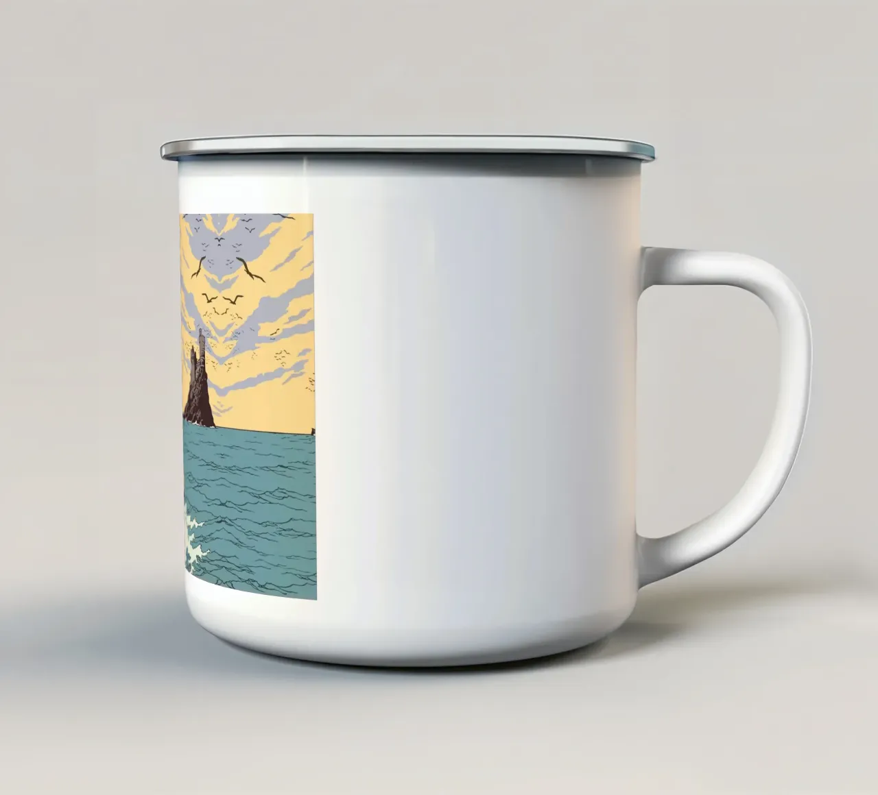 Tintin si dirige verso un'isola misteriosa tazza in smalto da Kango Studios