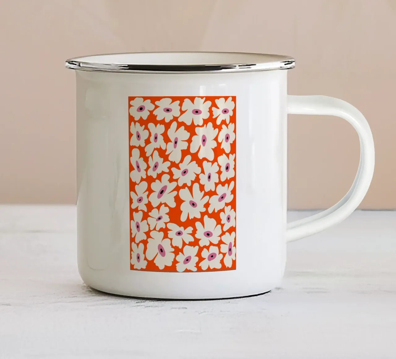 Bloementuin emaille mok van Miho Art Studio
