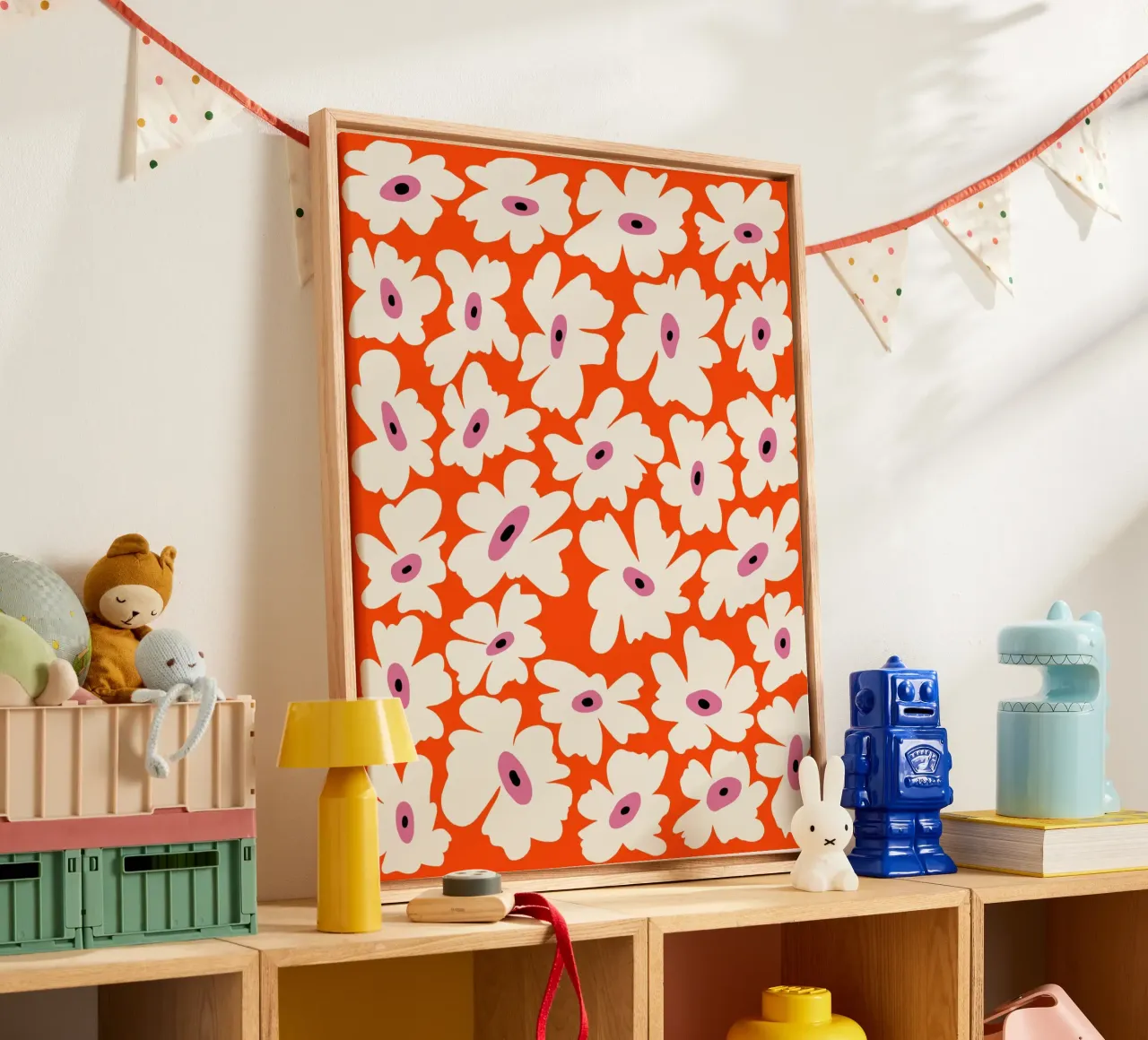 Bloementuin canvas met Baklijst van Miho Art Studio