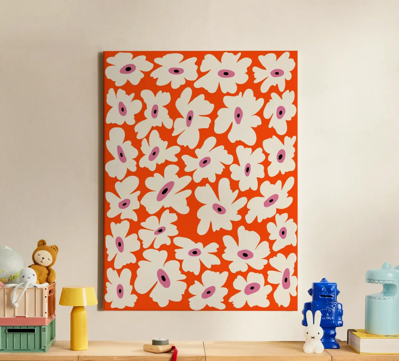 Bloementuin canvas met Baklijst van Miho Art Studio