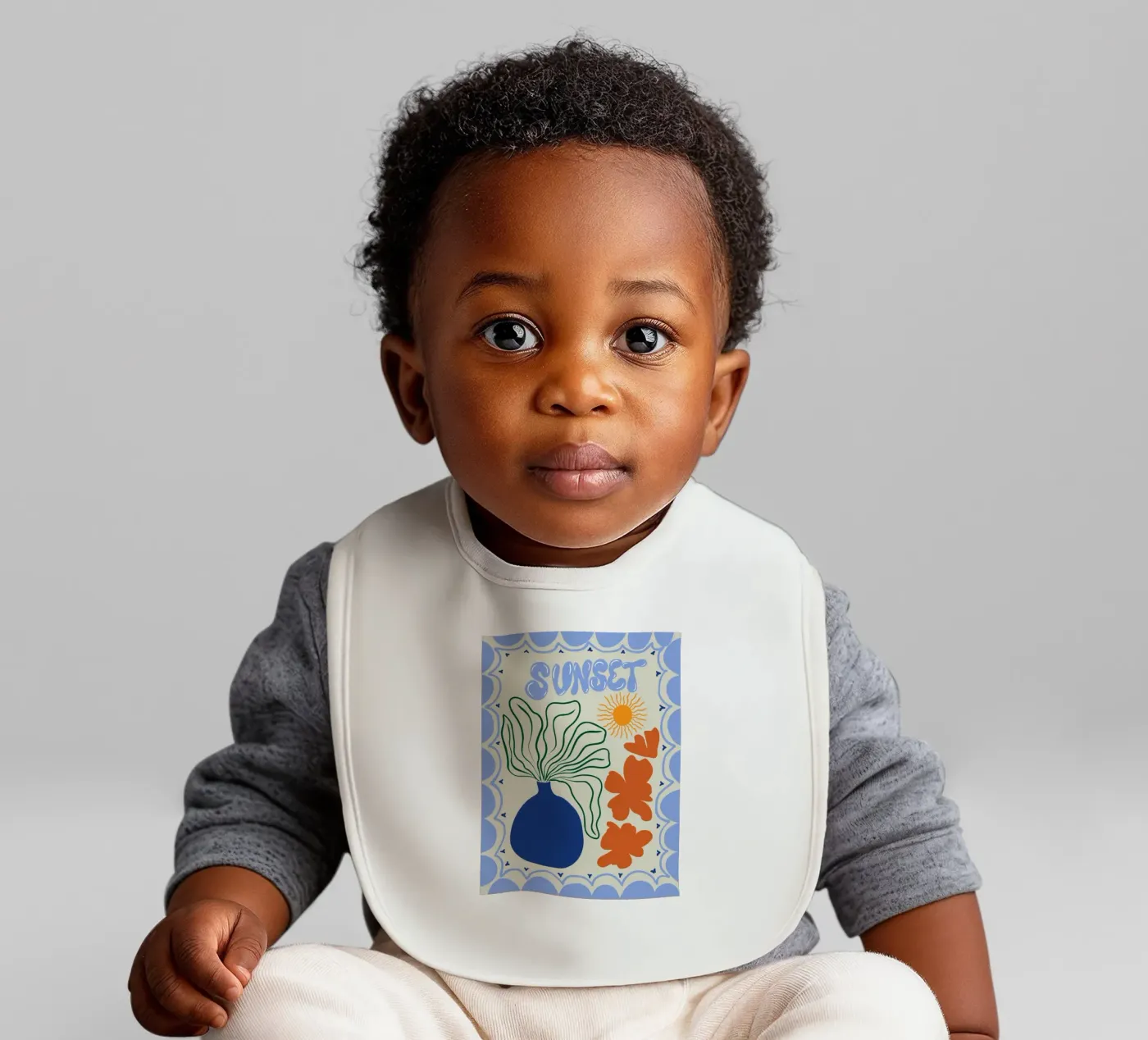 Sunset baby bib by Miho Art Studio