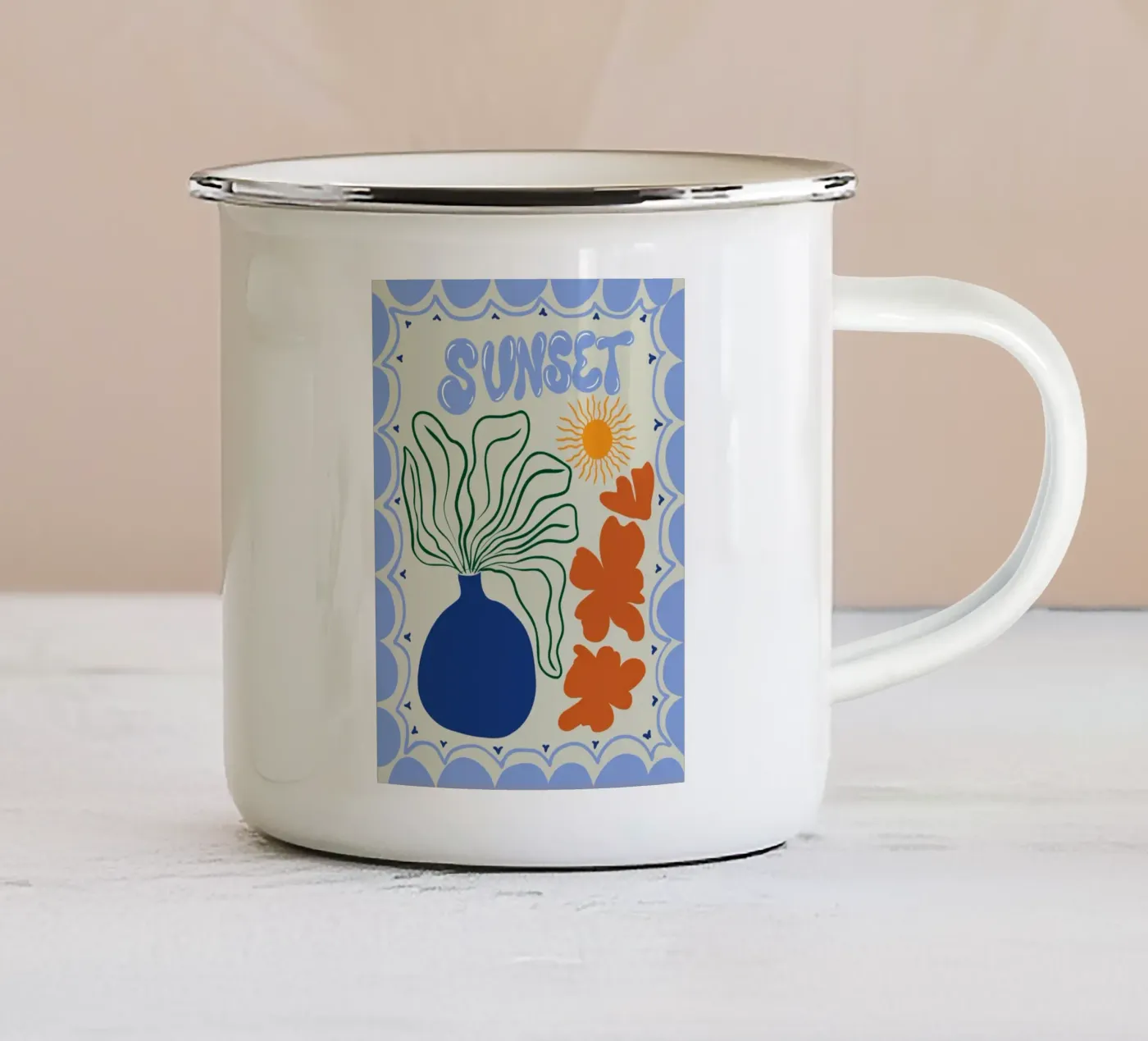 Sunset enamel mug by Miho Art Studio