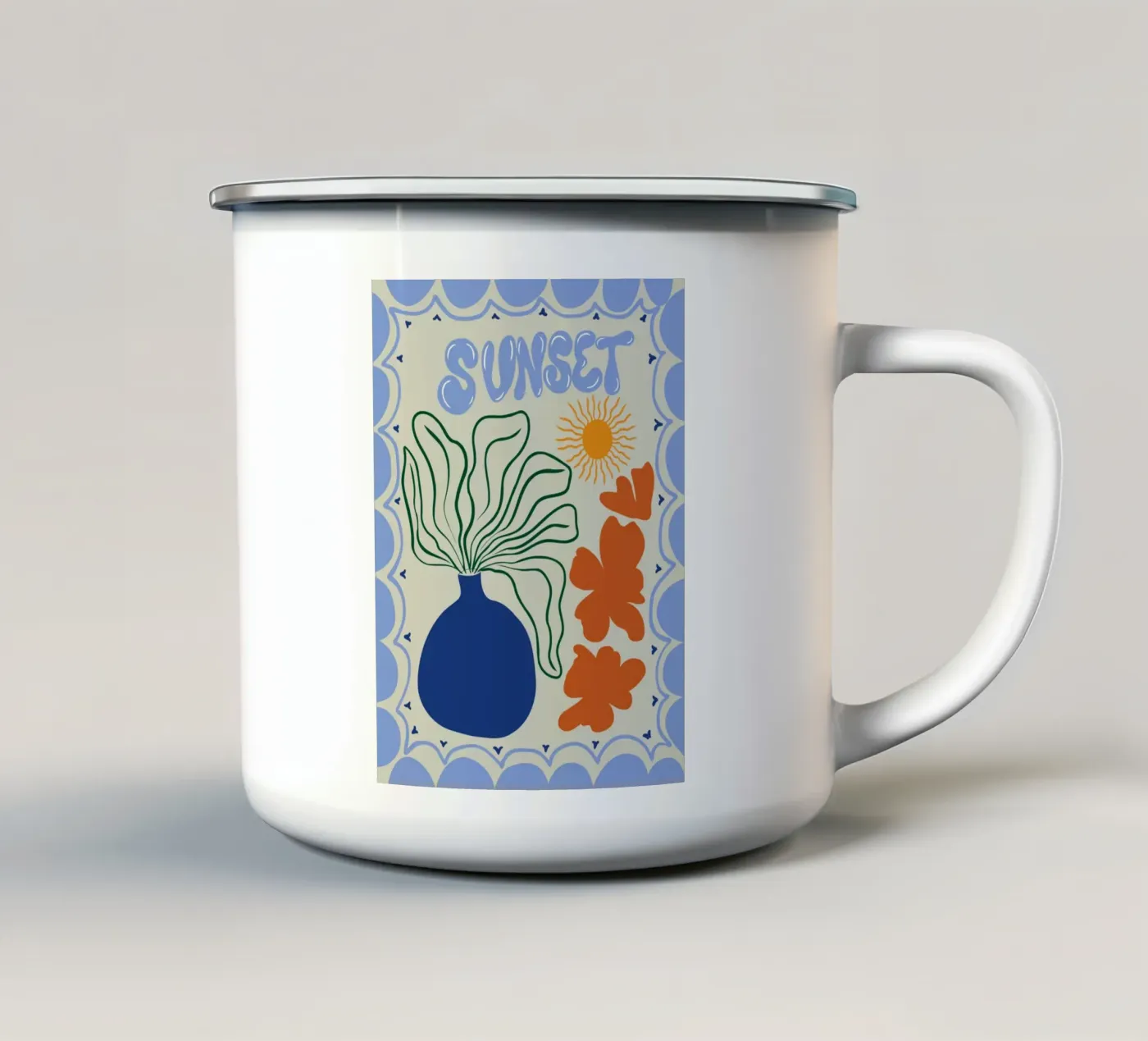 Sunset enamel mug by Miho Art Studio