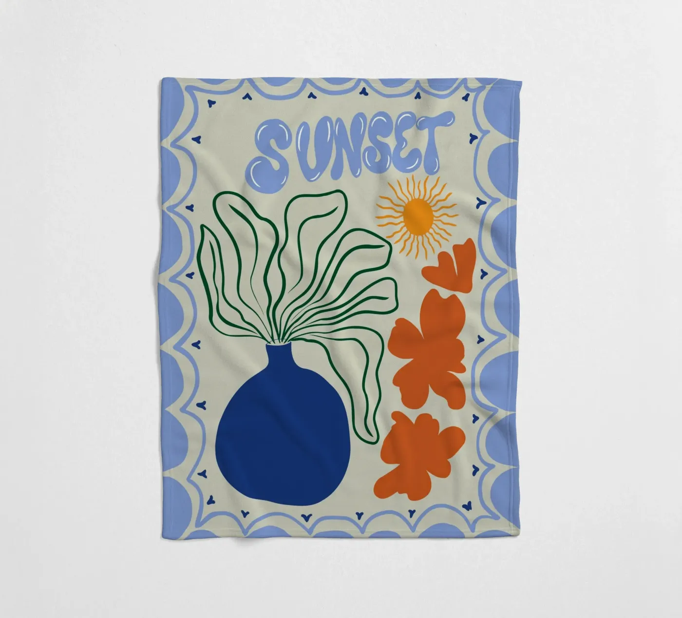 Zonsondergang fleecedeken van Miho Art Studio