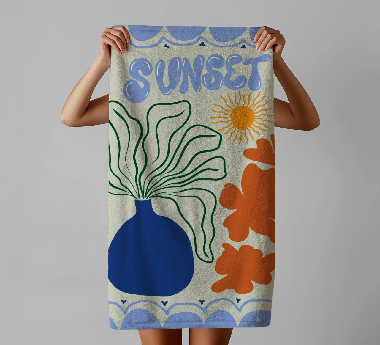 Sunset asciugamano da bagno da Miho Art Studio