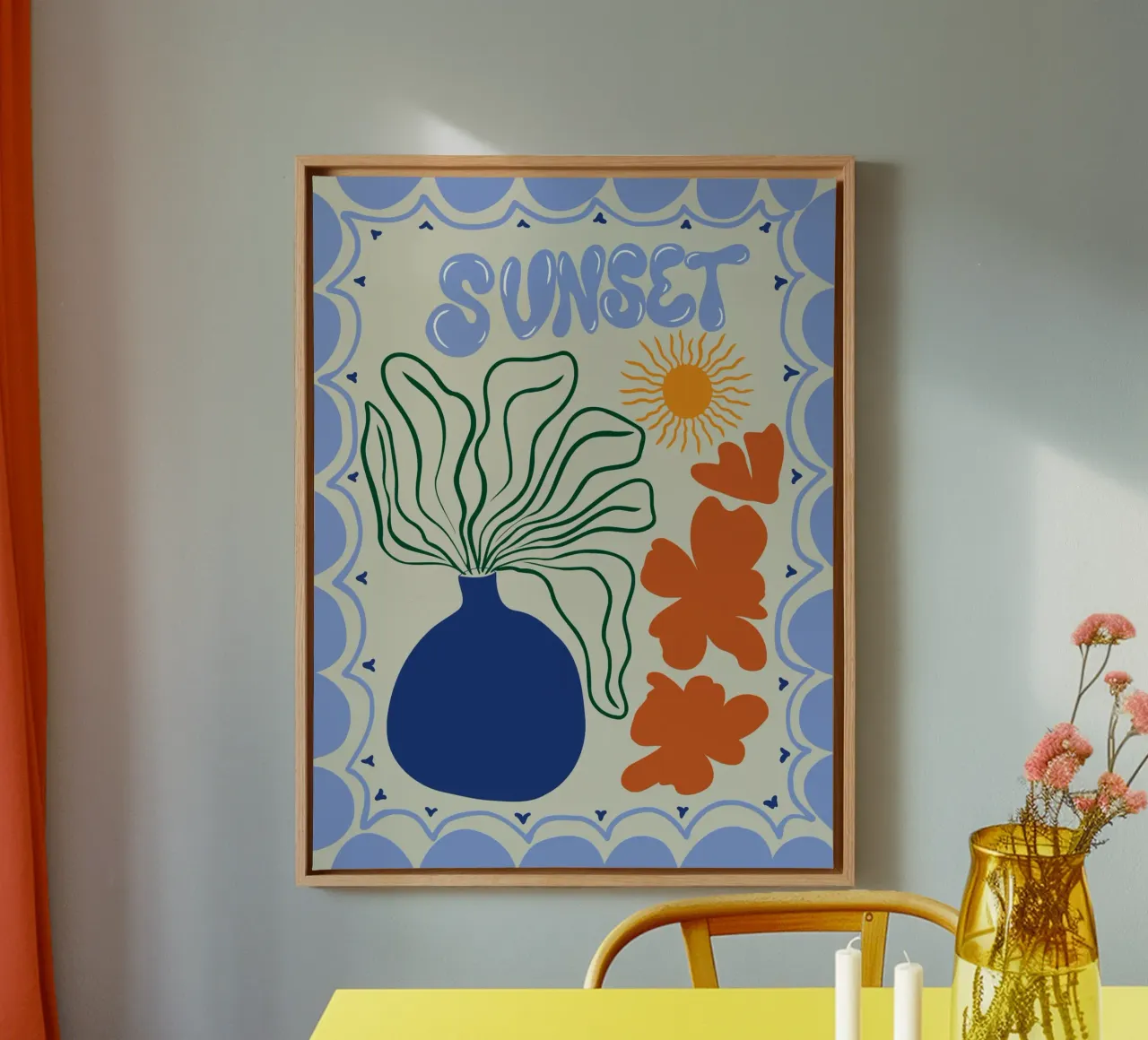 Sunset canvas van Miho Art Studio