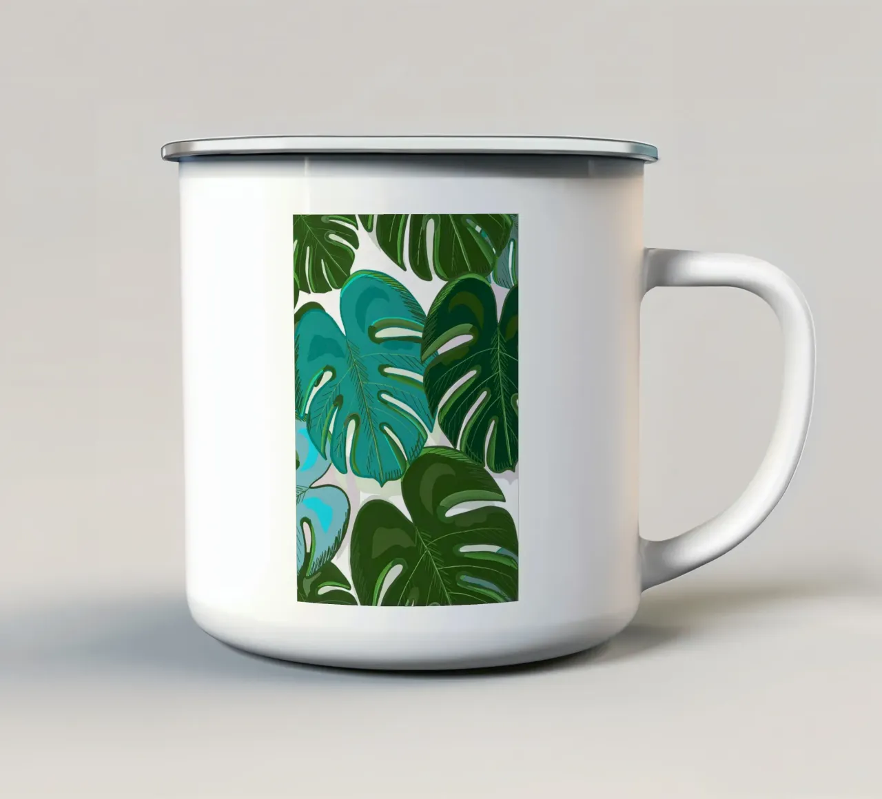 Foglie di monstera tropicale tazza in smalto da gulsengunel