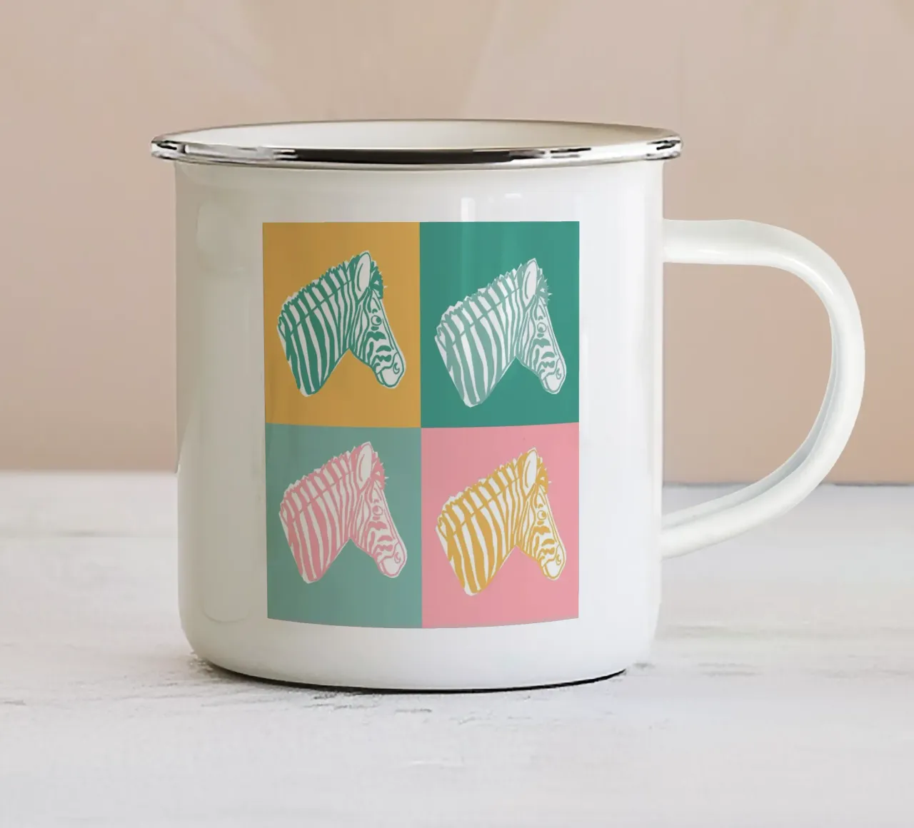 4 Zebre 1 tazza in smalto da Julia Reyelt